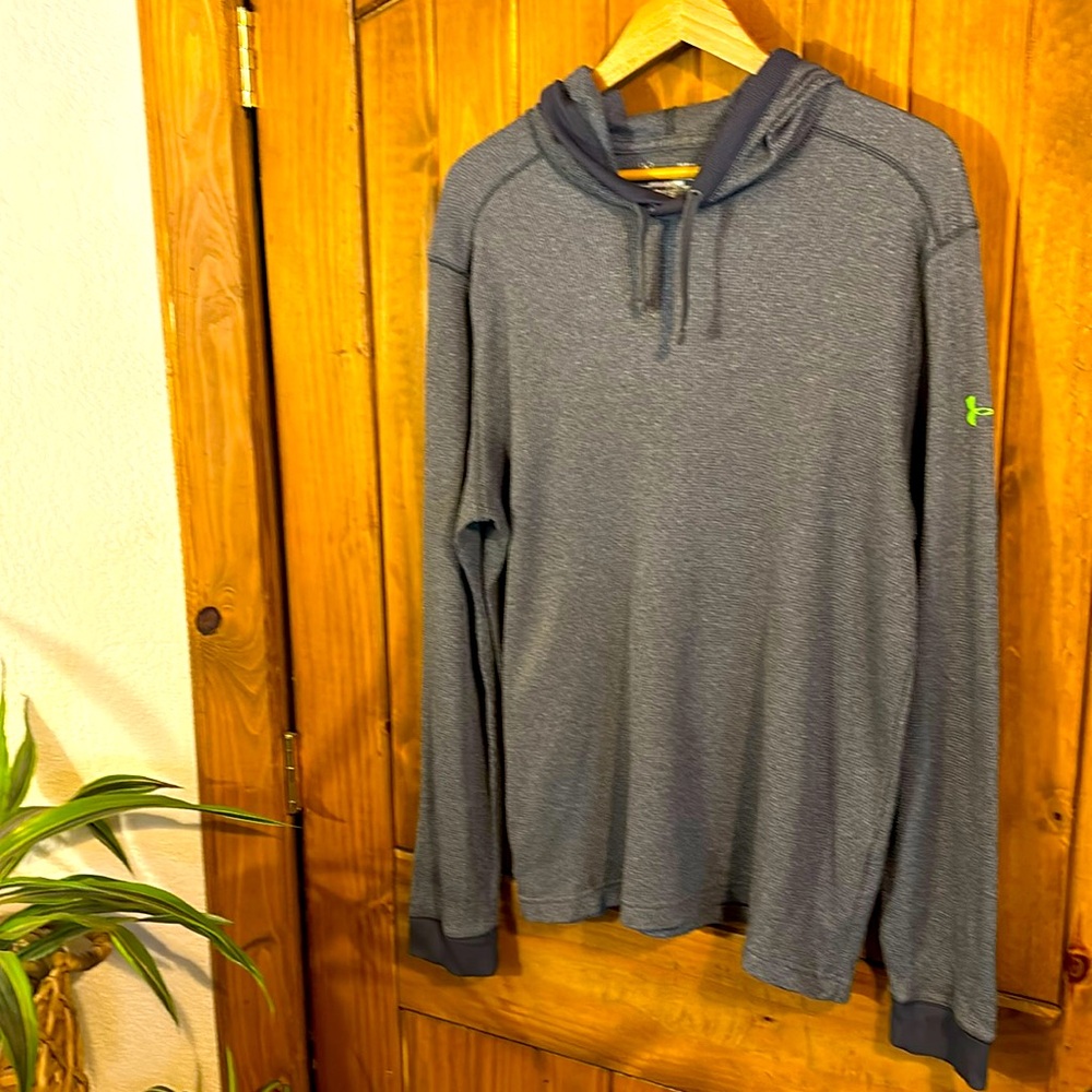 Under Armour Waffle Thermal Hoodie Sweatshirt Gray Mens L